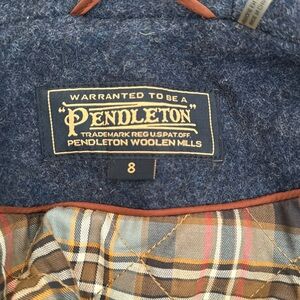 Pendleton Wool Coat with Real Fur Ruff - Blue - 8